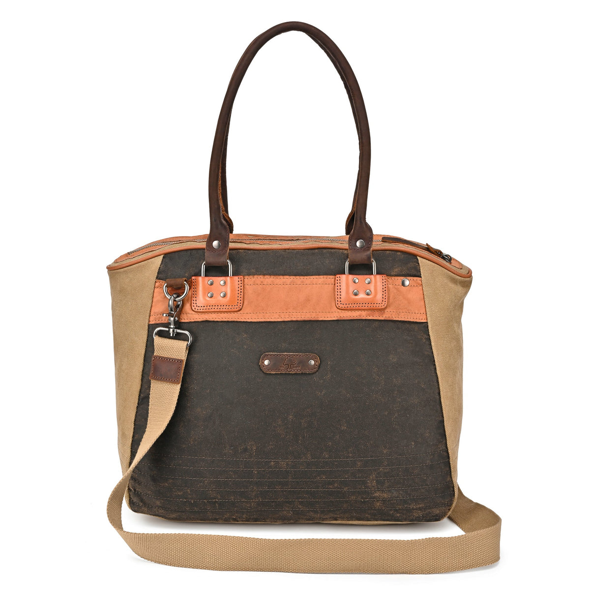 Tapa Two-Tone Canvas Satchel - TSD1066-BROWN - image 3