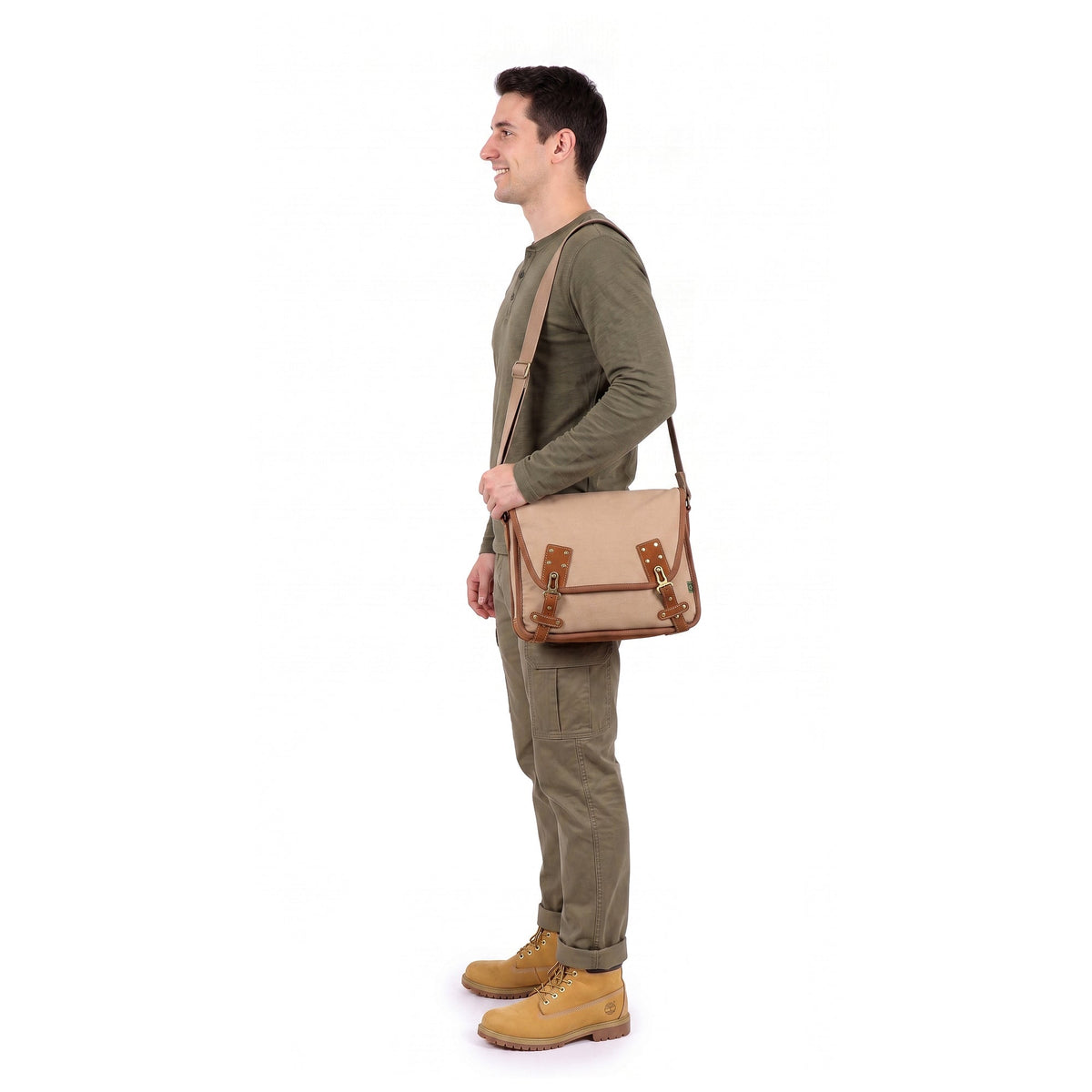 Dolphin Studded Messenger - TSD237316-BEIGE - image 2