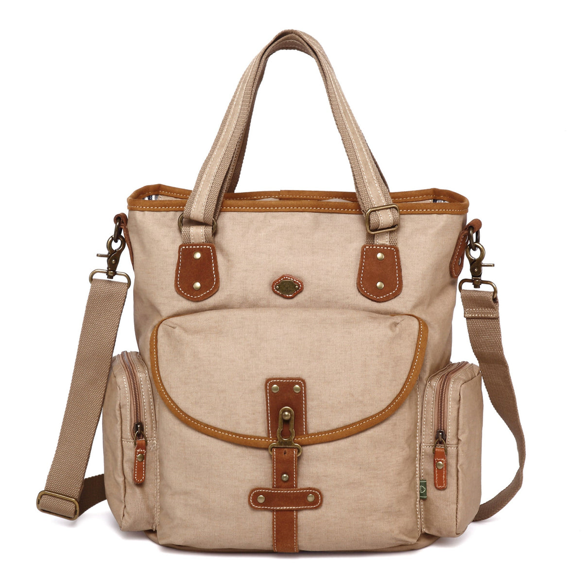 Dolphin Studded Tote - TSD237416-BEIGE - image 1
