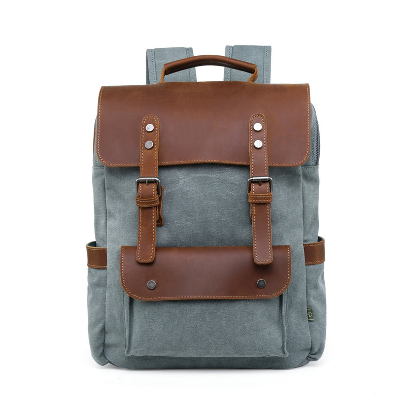 city toy backpack in smooth leather and canvas Valley Hill Backpack, Olive
