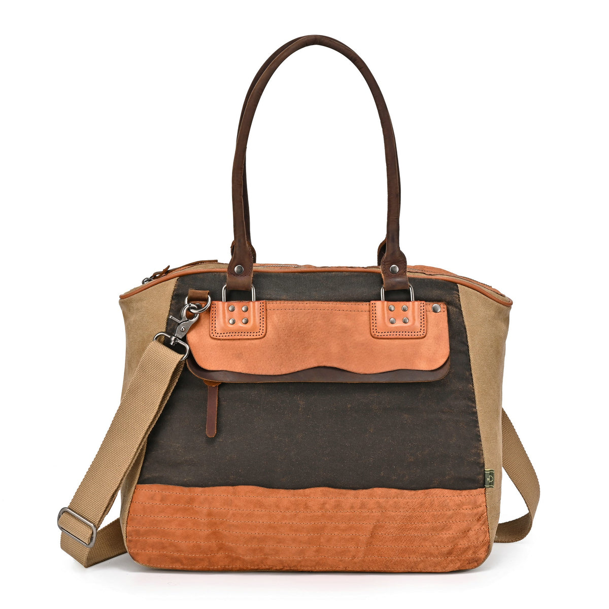 Tapa Two-Tone Canvas Satchel - TSD1066-BROWN - image 1