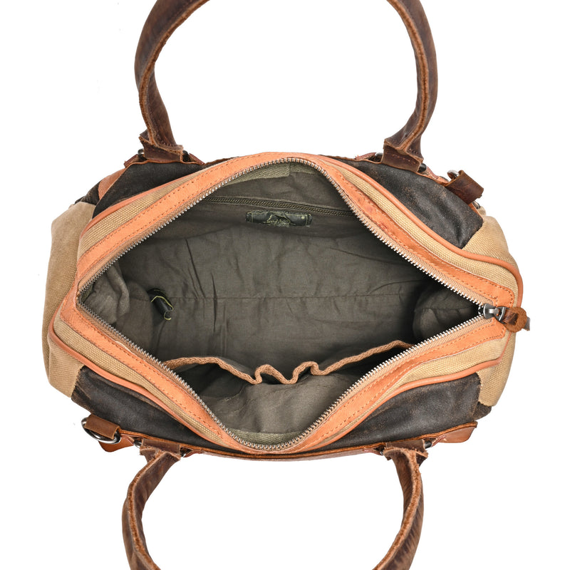 Tapa Two-Tone Canvas Satchel