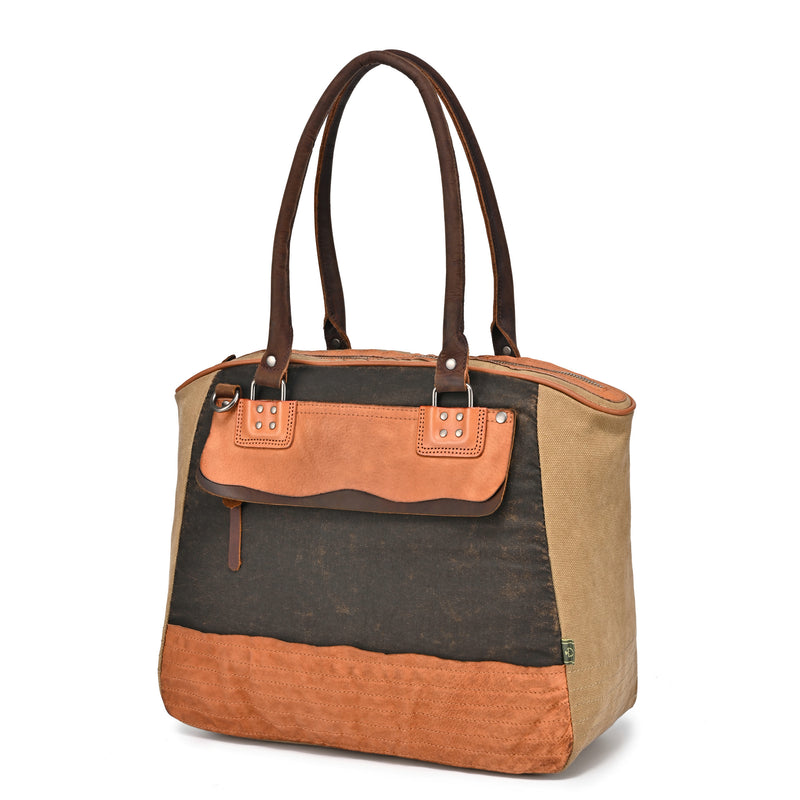 Tapa Two-Tone Canvas Satchel