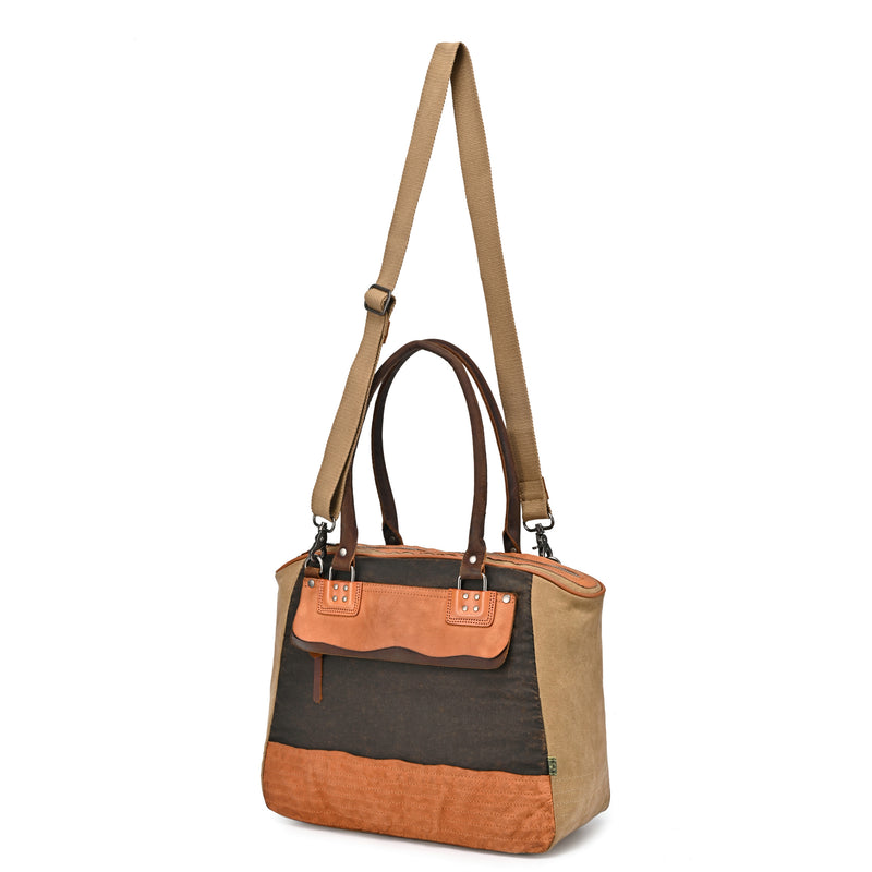 Tapa Two-Tone Canvas Satchel