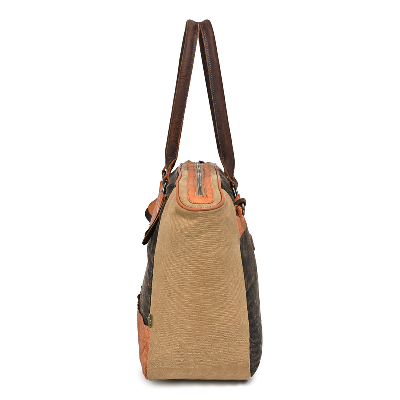 Tapa Two-Tone Canvas Satchel