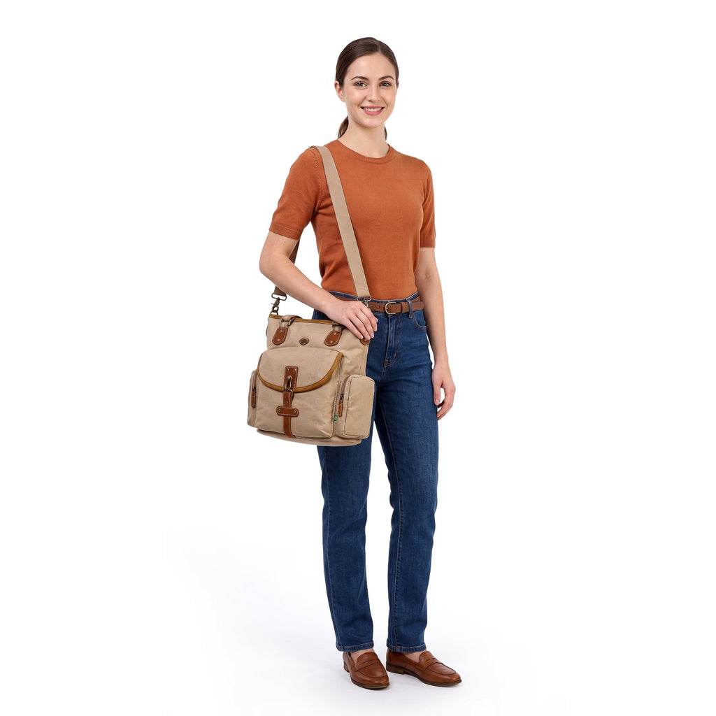 Dolphin Studded Tote - TSD237416-BEIGE - image 1