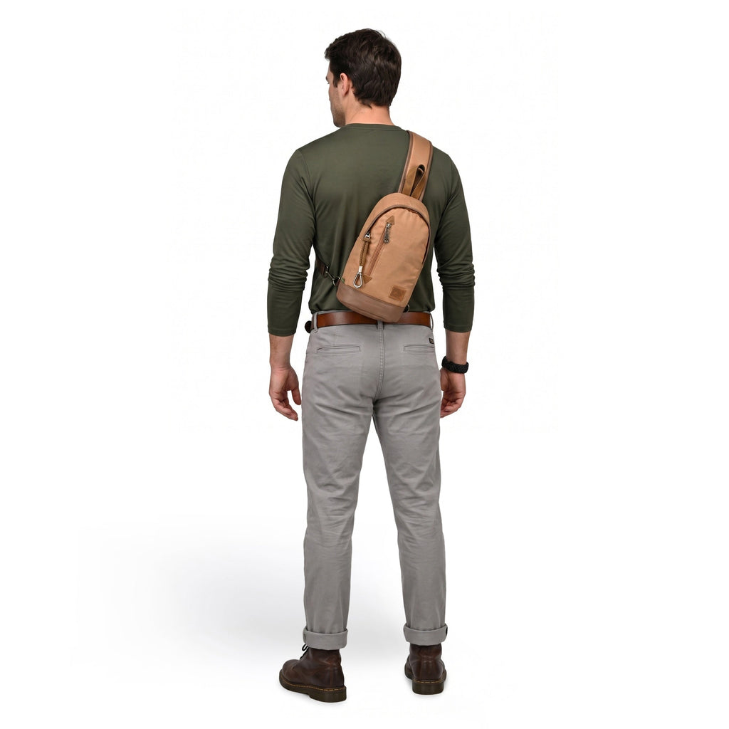 Urban Light Coated Canvas Sling Bag - Khaki - image 1